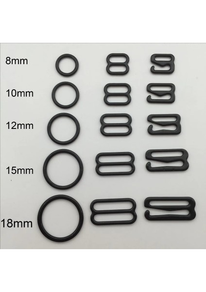 Haicheng Shop O-Ring Kaydırıcı Stili 18 mm Lot Siyah Sütyen Ayarlayıcı Metal Kaydırıcı Kanca Halkası Bikini Iç Çamaşırı Için (Yurt Dışından)