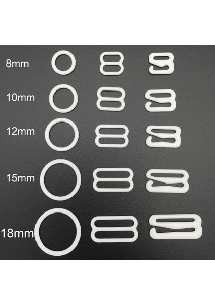 O-Ring Stili 12 mm Lot Beyaz Beyaz Renk Naylon Kaplı Metal Sütyen Ayarlayıcı Set Kaydırıcı Kanca Yüzük Dıy (Yurt Dışından)