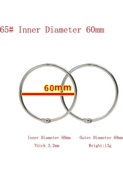 60MM Tarzı Ack mm Metal Gümüş Gevşek Yaprak Kitap Bağlayıcı Menteşeli Yüzükler Anahtarlık Albümü Halka Bağlayıcılar El Sanatları Fotoğraf Albümü Daire Klipleri (Yurt Dışından)