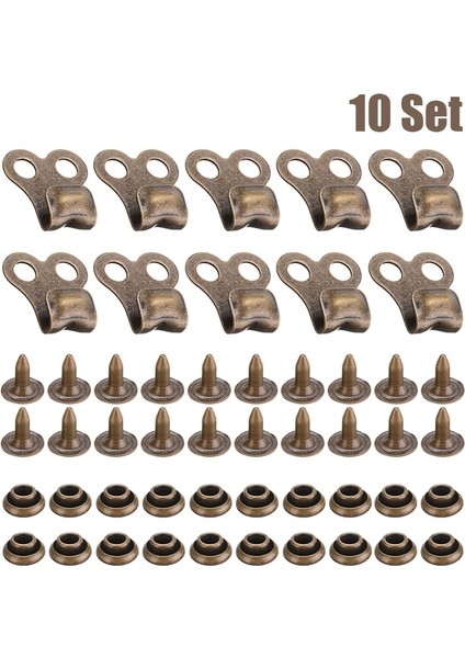 Mayitr 10 Çift Tunç Çizme Kanca Perçinler ile Dantel Parçaları Kamp Yürüyüş Tırmanma Onarım Tokaları Kanca Aksesuar (Yurt Dışından)