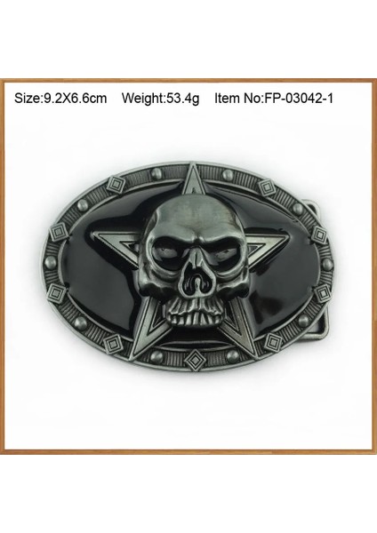 FP-03042-1 Stili Buckleclub Retro Kabartmalı Kafatası Kovboy Hediye Kemer Tokası Fp Erkekler Için Antik Gümüş Fınısh 4 cm Genişlik Döngü (Yurt Dışından)