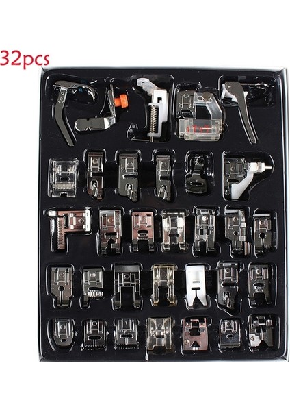 32PCS Style Pcsset Dikiş Makinesi Baskı Ayağı Basın Brother Şarkıcı Kiti Örgü Kör Dikiş Overlock Fermuar Cetvel Parçaları (Yurt Dışından)