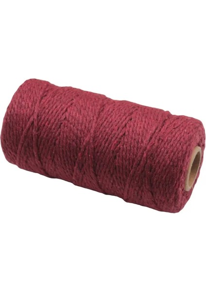 Şarap Kırmızısı Tarzı 100MROLL Renkli Pamuk Ipliği Diy El Dokuma Halat Ince Pamuklu Kordon Dokuma Goblen Halat Halat Bağlama Halatı Dekoratif Malzeme (Yurt Dışından)