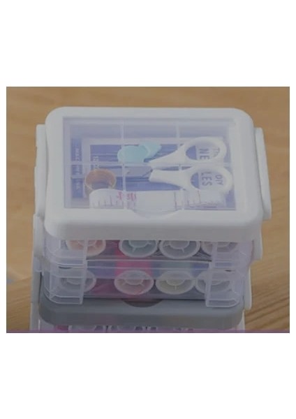 Beyaz Stil Plastik Şeffaf Dikiş Ipliği Saklama Kutusu Zanaat Makaraları Saklama Kabı Tutucu Organizer Kılıf Örgü Iğneleri Aksesuarları (Yurt Dışından)