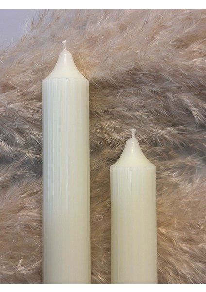 Chemdle Ikili Uzun Dekoratif Şeritli Mum