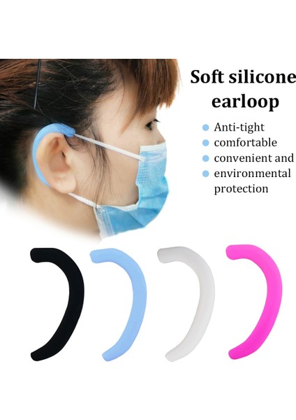 D Stili Elastik Yumuşak Silikon Maske Earmuffs Anti-Slip Anti-Pain Earloop Maske Için Rahat Kulak Koruma Kancası Görünmez Kulak (Yurt Dışından) modelleri