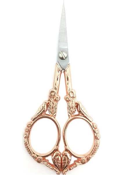 Gül Altın Tarzı Paslanmaz Çelik Vintage Ors Kuş Çiçek Dikiş Retro Nakış Ors Kısa Kumaş Kesici Iplik Makası (Yurt Dışından)