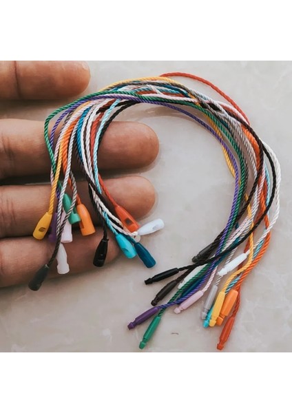 Sarı Polyester Tarzı Lot, Es Beyazbeigesiyah Etiket Asmak Halat Polyester Dize Geçmeli Kilit Pin Döngü Kravat Bağlantı Elemanları (Yurt Dışından)