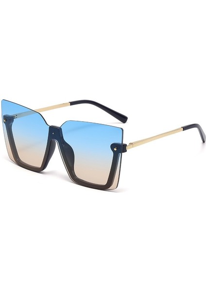 Büyük Boy Kare Güneş Gözlüğü Kadın Erkek Moda Büyük Çerçeve Tonları Açık Spor Sürüş Sunnies UV400 Koruma (Yurt Dışından)