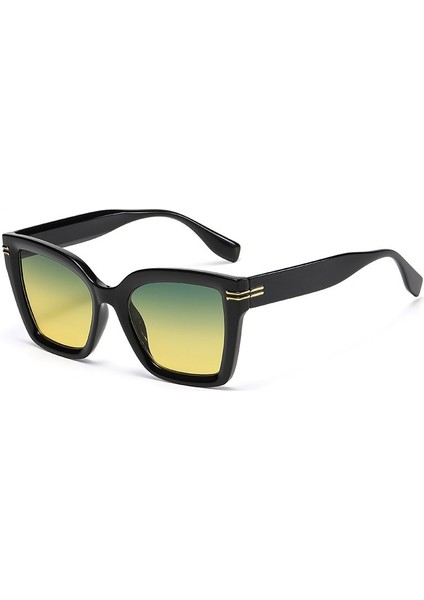 Retro Büyük Boy Kare Güneş Gözlüğü Kadın, Trendy Tasarımcı Vintage Tonları Uv 400 (Yurt Dışından)