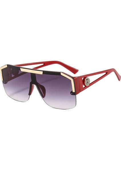 Kare Düz Üst Kalkan Güneş Gözlüğü Tek Parça Çerçevesiz Şık Kadın Erkek (Yurt Dışından)