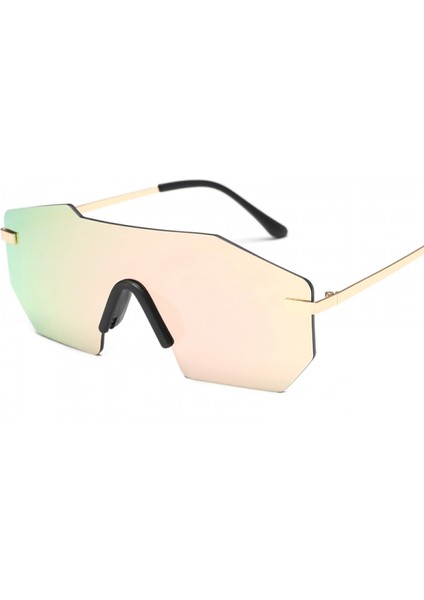 Kadın Erkek Için Büyük Boy Aynalı Çerçevesiz Lens Tek Parça Güneş Gözlüğü (Yurt Dışından)