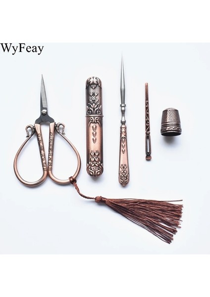 Kırmızı Parmak Karyolası Stili Retro Ors Set Vintage Ors Iğne Depolama Tüpü Bız Geçirici Yüksük Nakış Ipliği Terzi Ors Dikiş Araçları Dıy (Yurt Dışından) fırsatları