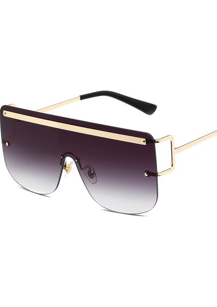 Kadın Erkek Moda Düz Üst Büyük Siyah Çerçeve Tonları Için Kare Büyük Boy Güneş Gözlüğü (Yurt Dışından)