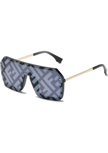 Yeni Büyük Çerçeve Trend Mektup Güneş Gözlüğü Kişilik Yapışık Filigran Lens Erkek ve Kadın Moda Tüm Maç Güneş Gözlüğü (Yurt Dışından)