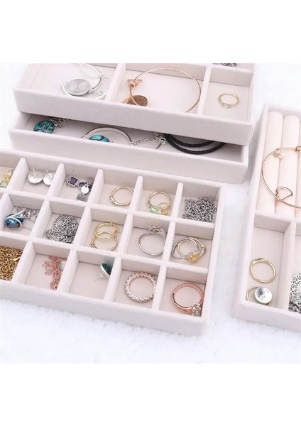 Gri 3 Artı 1 Stili Kadife Dıy El Sanatları Aksesuarları Takı Yüzük Takı Ekran Organizatör Kutusu Tepsi Tutucu Küpe Mücevher Saklama Kutusu Vitrin (Yurt Dışından) fırsatları