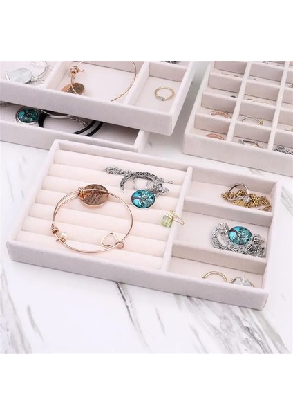 Gri 3 Artı 1 Stili Kadife Dıy El Sanatları Aksesuarları Takı Yüzük Takı Ekran Organizatör Kutusu Tepsi Tutucu Küpe Mücevher Saklama Kutusu Vitrin (Yurt Dışından) indirimleri