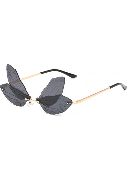 Dragonfly Kanat Şekli Güneş Gözlüğü Kadınlar/erkekler Için Çerçevesiz Düzensiz Gözlük Shades Parti Güneş Gözlükleri (Yurt Dışından)