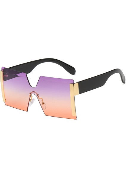 Kadınlar Için Büyük Boy Kare Güneş Gözlüğü Trendy Moda Çerçevesiz Çerçeve Gözlük Şeffaf Gözlük (Yurt Dışından)