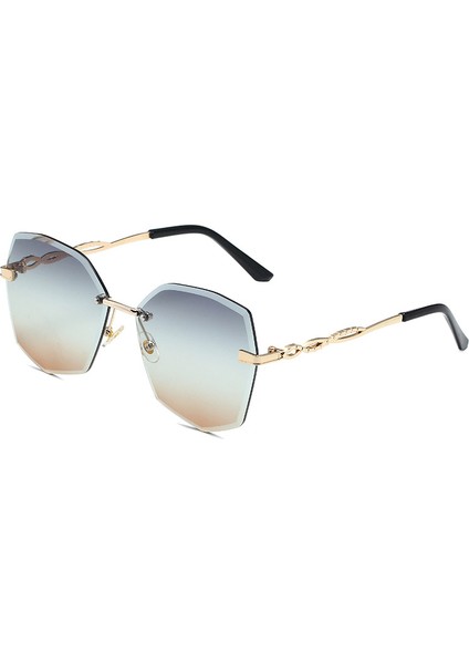 Klasik Çerçevesiz Güneş Gözlüğü Kadın Metal Çerçeve Elmas Kesim Lens Güneş Gözlükleri Uv Koruma Güneş Gözlüğü (Yurt Dışından)