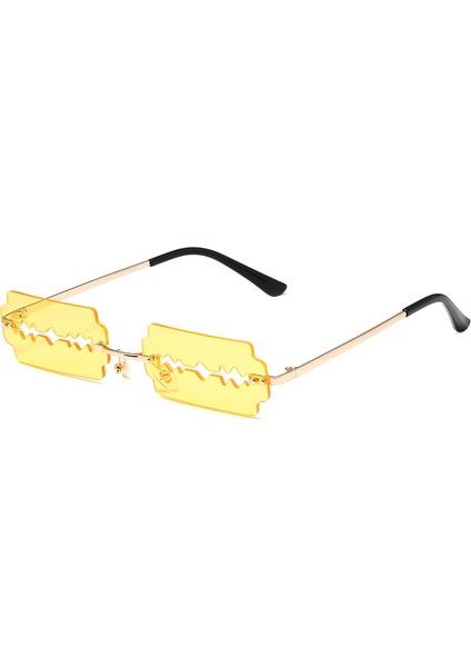 Ince Çerçevesiz Güvenlik Çift Kenarlı Tıraş Bıçağı Şekilli Lensler Lüks Güneş Gözlüğü (Yurt Dışından)