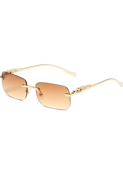 Kadın Erkek Için Çerçevesiz Büyük Boy Güneş Gözlüğü Dikdörtgen Çerçevesiz Moda Tonları (Yurt Dışından)