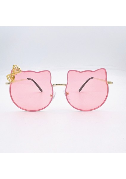 Avekı Kids Sevimli Yay Vurgulu Metal Kız Kedi Şekilli Güneş Gözlüğü, Pembe (Yurt Dışından)
