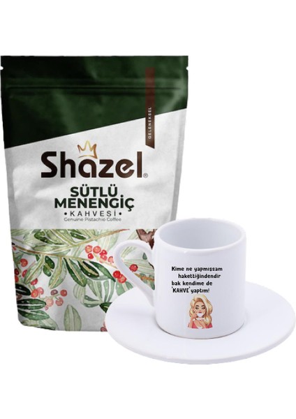 Sütlü Menengiç Kahvesi 200 gr. + Sarışın Kendime Kahve Yaptım Türk Kahvesi Fincanı