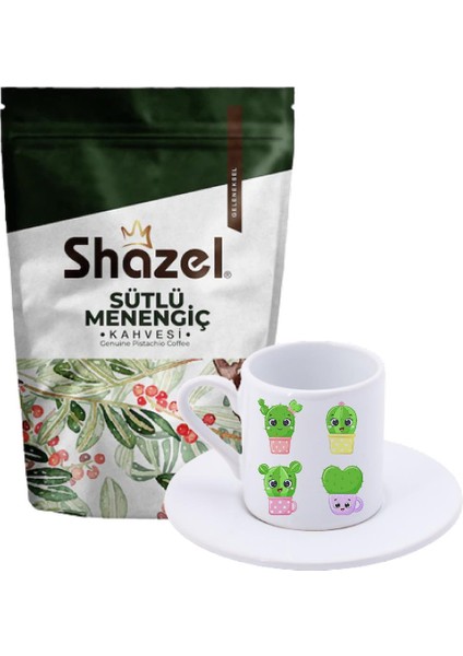 Sütlü Menengiç Kahvesi 200 gr. + Minik Kaktüsler Türk Kahvesi Fincanı
