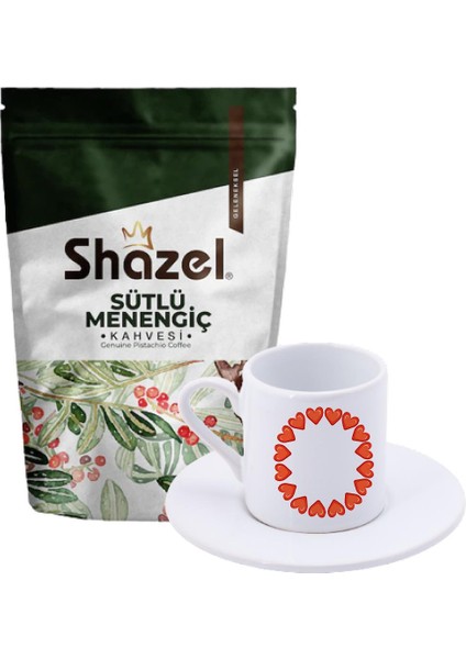 Sütlü Menengiç Kahvesi 200 gr. + Kalpli O Harfli Türk Kahvesi Fincanı