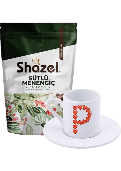 Sütlü Menengiç Kahvesi 200 gr. + Kalpli P Harfli Türk Kahvesi Fincanı