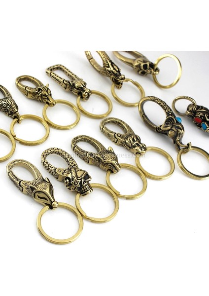 Tek Göz Kafatası Stili Olid Pirinç Kemer O-Ring Kanca Şeytan Kafatası Ejderha Kanca Anahtarlık Klip Anahtarlık Anahtarlık Cüzdan Zincir Kanca Deri El Sanatları Dekor (Yurt Dışından)