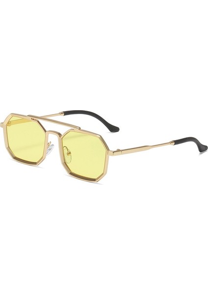 Kadın ve Erkek Tasarımcı Kare Metal Çerçeve Için Polarize Poligon Aviator Güneş Gözlüğü (Yurt Dışından)