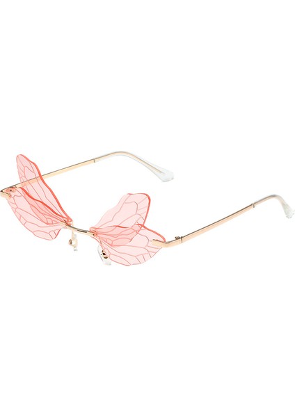Dragonfly Kanat Şekli Güneş Gözlüğü Kadınlar/erkekler Için Çerçevesiz Düzensiz Gözlük Shades Parti Güneş Gözlükleri (Yurt Dışından)