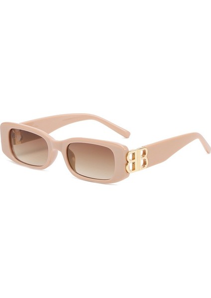 Retro Dikdörtgen Güneş Gözlüğü Kadın ve Erkek Vintage Küçük Kare Güneş Gözlükleri Uv Koruma Glasse (Yurt Dışından)