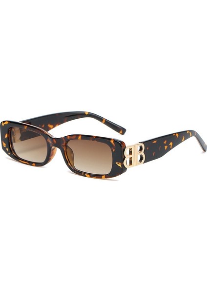 Retro Dikdörtgen Güneş Gözlüğü Kadın ve Erkek Vintage Küçük Kare Güneş Gözlükleri Uv Koruma Glasse (Yurt Dışından)