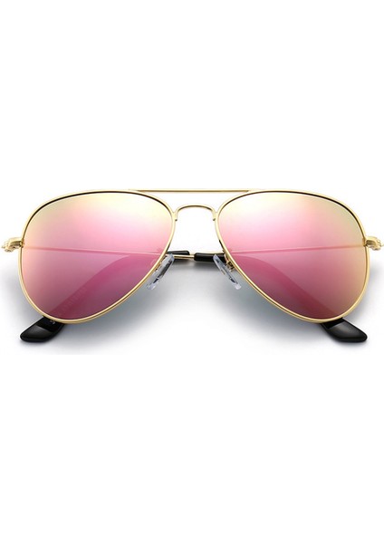 Polarize Çocuk Gençler Gençler Aviator Polarize Güneş Gözlüğü Paslanmaz Çelik Çerçeve Yaylı Menteşe Uv Koruma, Pembe (Yurt Dışından)
