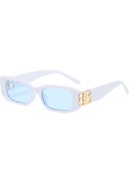 Retro Dikdörtgen Güneş Gözlüğü Kadın ve Erkek Vintage Küçük Kare Güneş Gözlükleri Uv Koruma Glasse (Yurt Dışından)