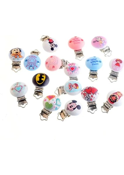 Ayı Pembe Tarzı Bebek Emzik Klipleri Desen Ahşap Metal Tutucular Karikatür Sevimli Bebek Emzik Klipsler Aksesuarları 4.4x2.9cm 5 Adet (Yurt Dışından)