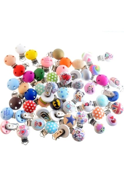 Ayı Pembe Tarzı Bebek Emzik Klipleri Desen Ahşap Metal Tutucular Karikatür Sevimli Bebek Emzik Klipsler Aksesuarları 4.4x2.9cm 5 Adet (Yurt Dışından)