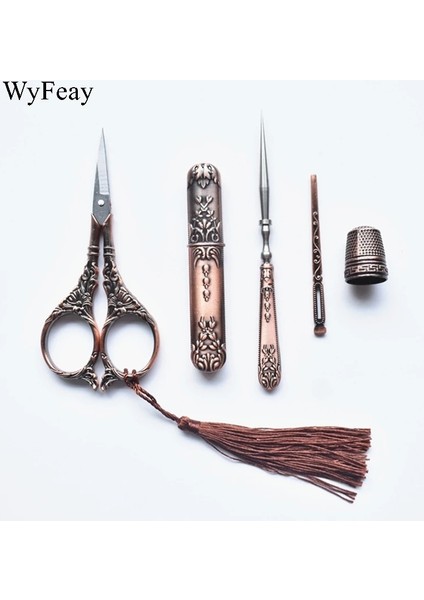 Kırmızı Makas 9 Stili Retro Ors Set Vintage Ors Iğne Depolama Tüpü Bız Geçirici Yüksük Nakış Ipliği Terzi Ors Dikiş Araçları Dıy (Yurt Dışından)