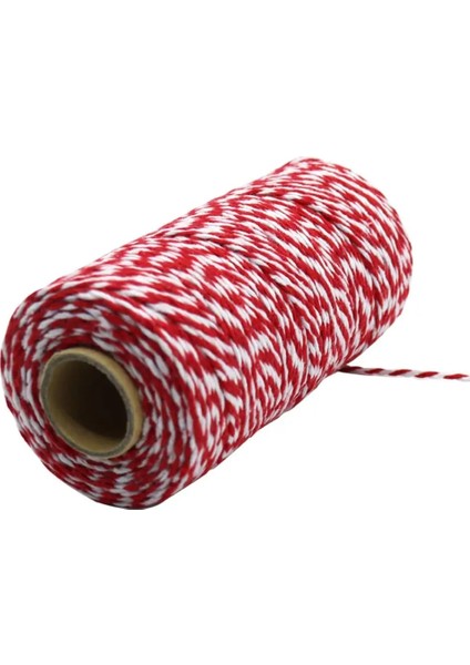 H 100 Metre Stili 100 Metreroll Iki Renk Pamuklu Fırıncı Sicim Halat Kordon Noel Düğün Dekorasyon Hediye Paketleme Dize Dıy Hediye El Sanatları Wrap (Yurt Dışından)