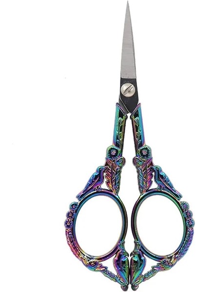 Renkli Stil Paslanmaz Çelik Vintage Ors Kuş Çiçek Dikiş Retro Nakış Ors Kısa Kumaş Kesici Iplik Makası (Yurt Dışından)