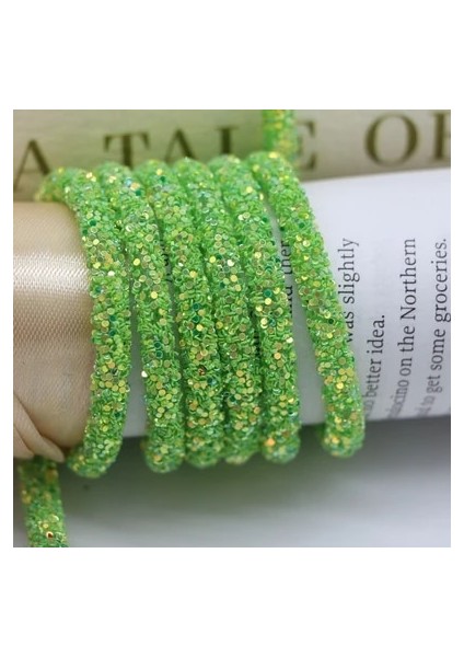 Meyve Yeşili Tarzı 1 Yard 6mm Glitter Sequins Rhinestones Yumuşak Tüp Kordon Halat Dize Dıy Giyim Ayakkabı Için Şapka Takı Bilezik Parti Dekorasyon (Yurt Dışından)