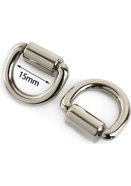 KY866-GÜMÜŞ-15MM Stili 20 Adet Adet mm Metal O D Halka Tokaları Çanta Askısı Yan Klip Askı Çantaları Omuz Zinciri Bağlantı Tokası Dıy Donanım Aksesuarları (Yurt Dışından)