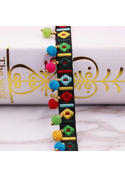 Siyah Nikel Tarzı 1 Yard Vintage Etnik Nakış Dantel Şerit Püskül Fringe Trim Metal Charms Dıy Dikiş Konfeksiyon Ayakkabı Çanta Malzemeleri Aksesuar (Yurt Dışından)
