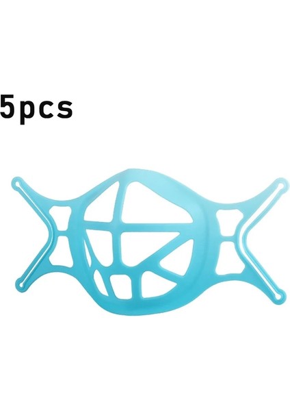 Mavi 5 Adet Tarzı Gösteri Olarak Silikon 3D Ağız Maskesi Destek Maskesi Iç Braket Solunum Yardımı Iç Ped Braketi Maske Tutacağı Nefes Alabilir Valf Filtreleri (Yurt Dışından)