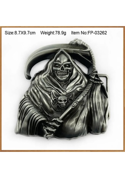 FP-03262 Stili Buckleclub Retro Kabartmalı Kafatası Kovboy Hediye Kemer Tokası Fp Erkekler Için Antik Gümüş Fınısh 4 cm Genişlik Döngü (Yurt Dışından)