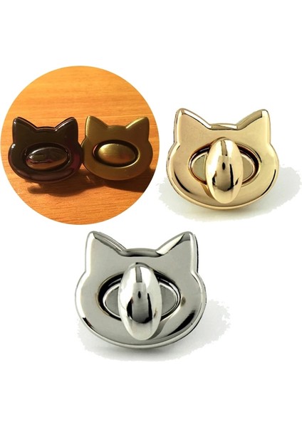 Siyah Renk Stili Metal Sevimli Kedi Çanta Çevirin Kilidi Büküm Kilit Toka Deri El Sanatları Kadın Çanta Omuz Çantası Dıy Çanta Donanım Aksesuarları (Yurt Dışından) fiyatları
