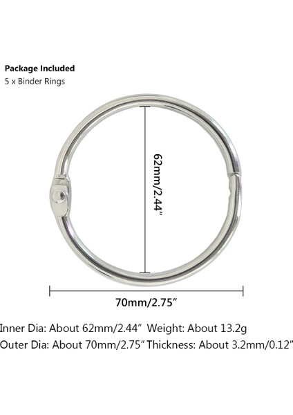 5 Adet 70MM Tarzı Gevşek Yaprak Karalama Defteri Yüzükler Binder Fotoğraf Menteşe mm Dıy Albümleri Yapış Anahtarlık Metal Kitap Çemberler Binder Yaprak Albümü (Yurt Dışından)